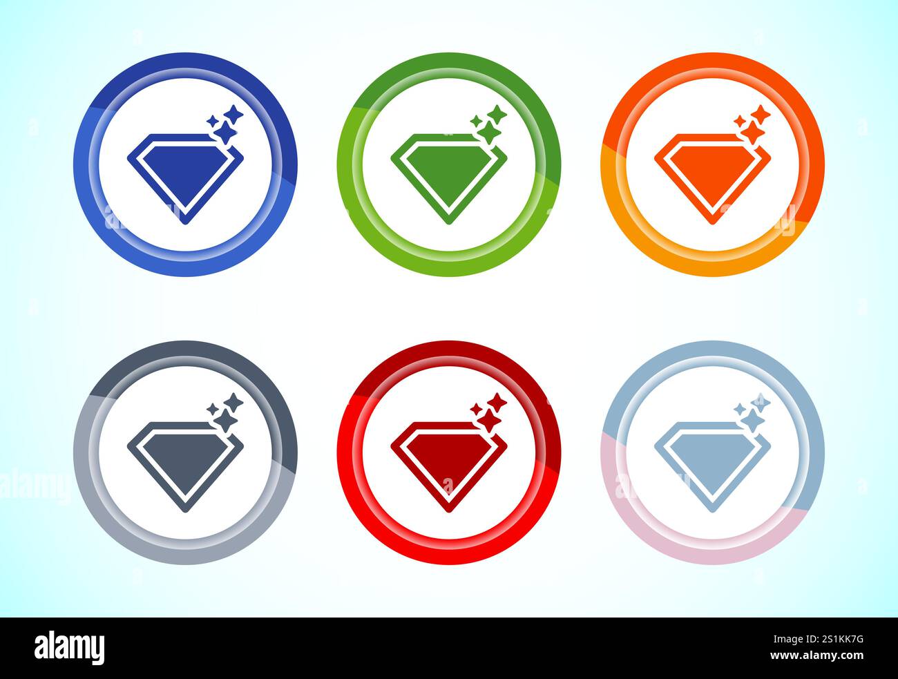 Diamond icon button design illustration. Jewel and gem icon, 6 color ...