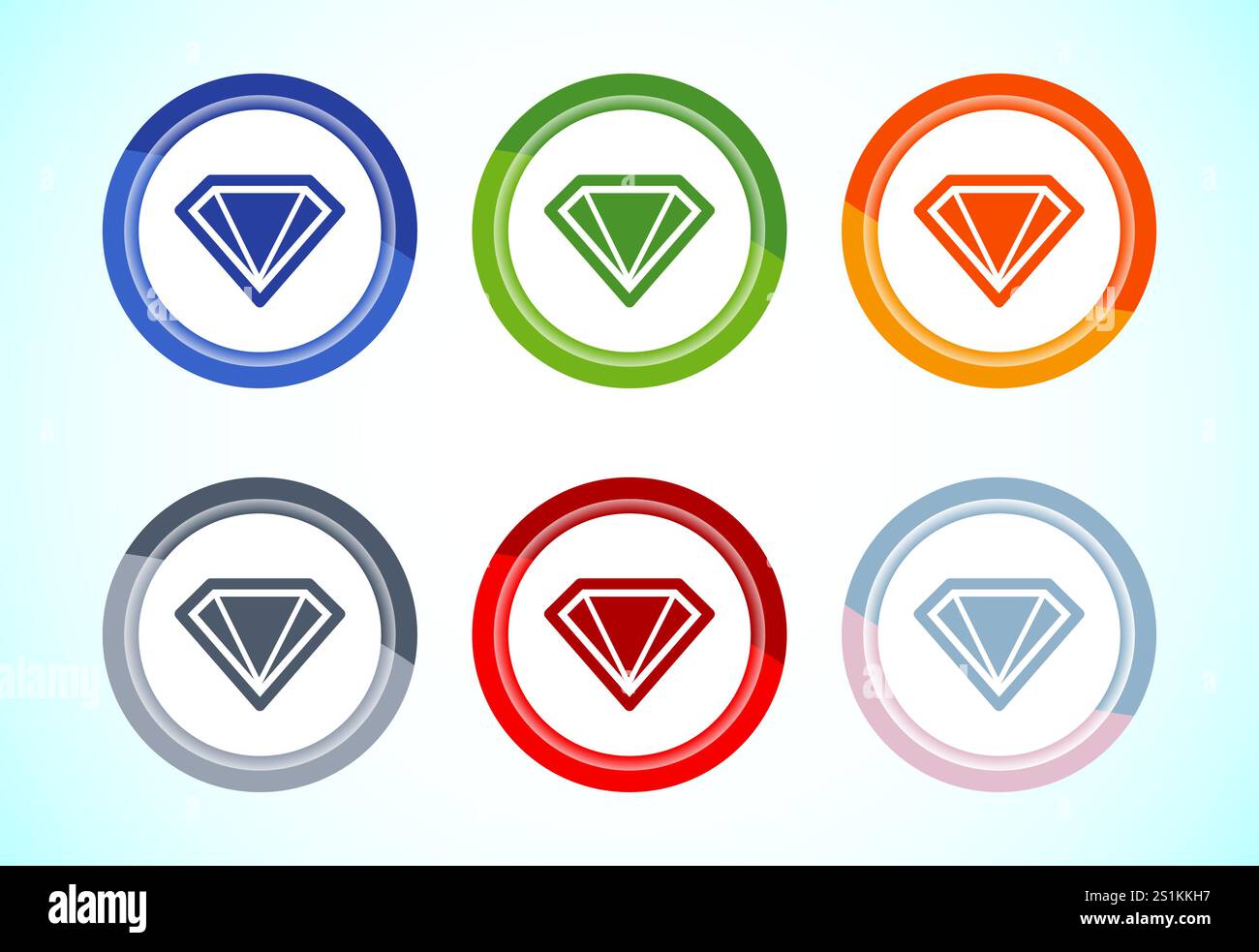Diamond icon button design illustration. Jewel and gem icon, 6 color ...