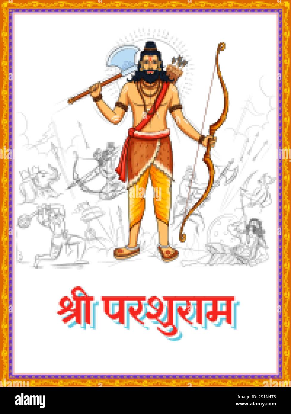 Illustration Of Parashurama Avatar The Sixth Avatar Of The Hindu God 