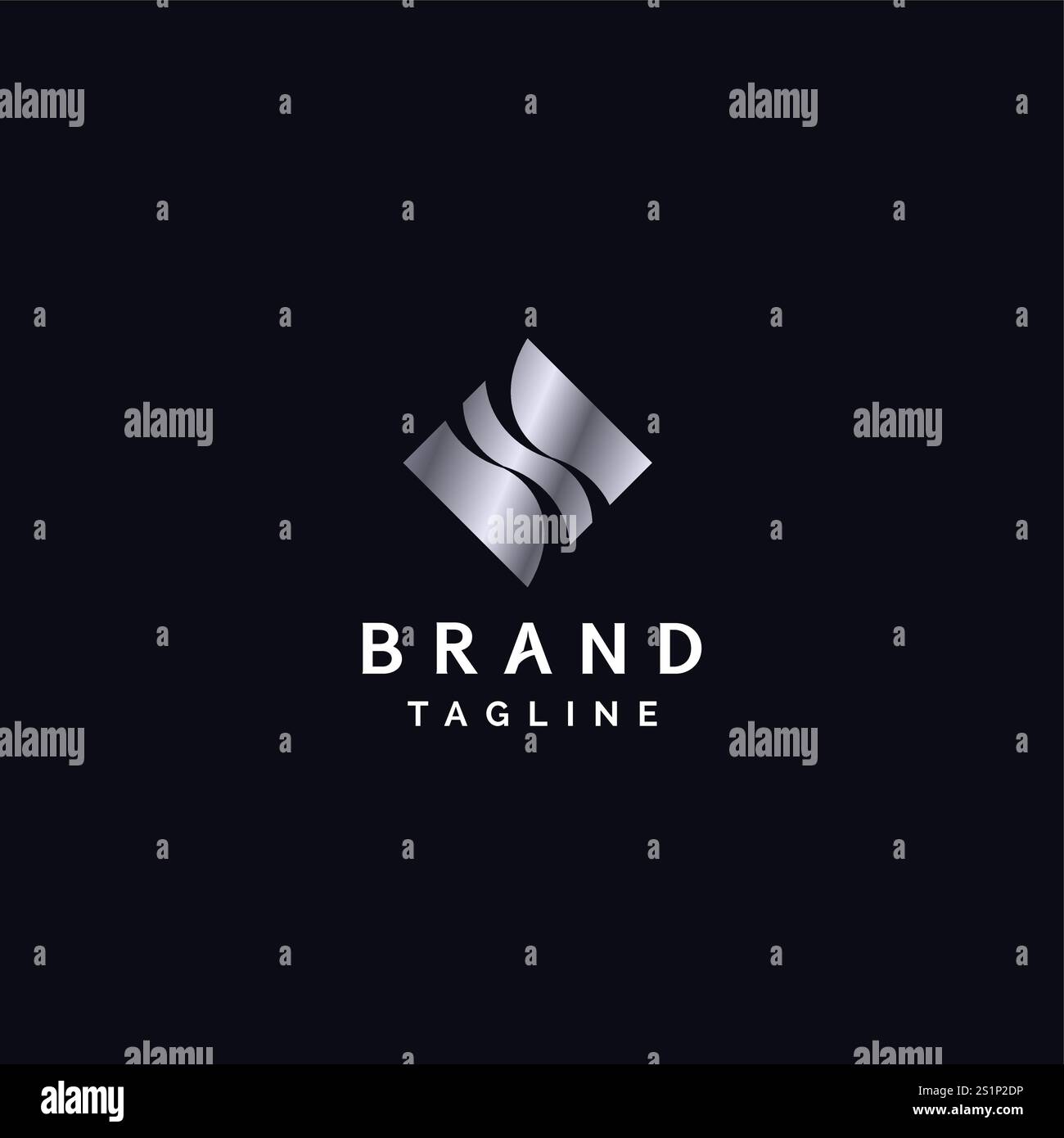 Two Waves Inside Square Logo Design. Diamond Box Icon With Two Waves Inside Logo Design. Stock Vector