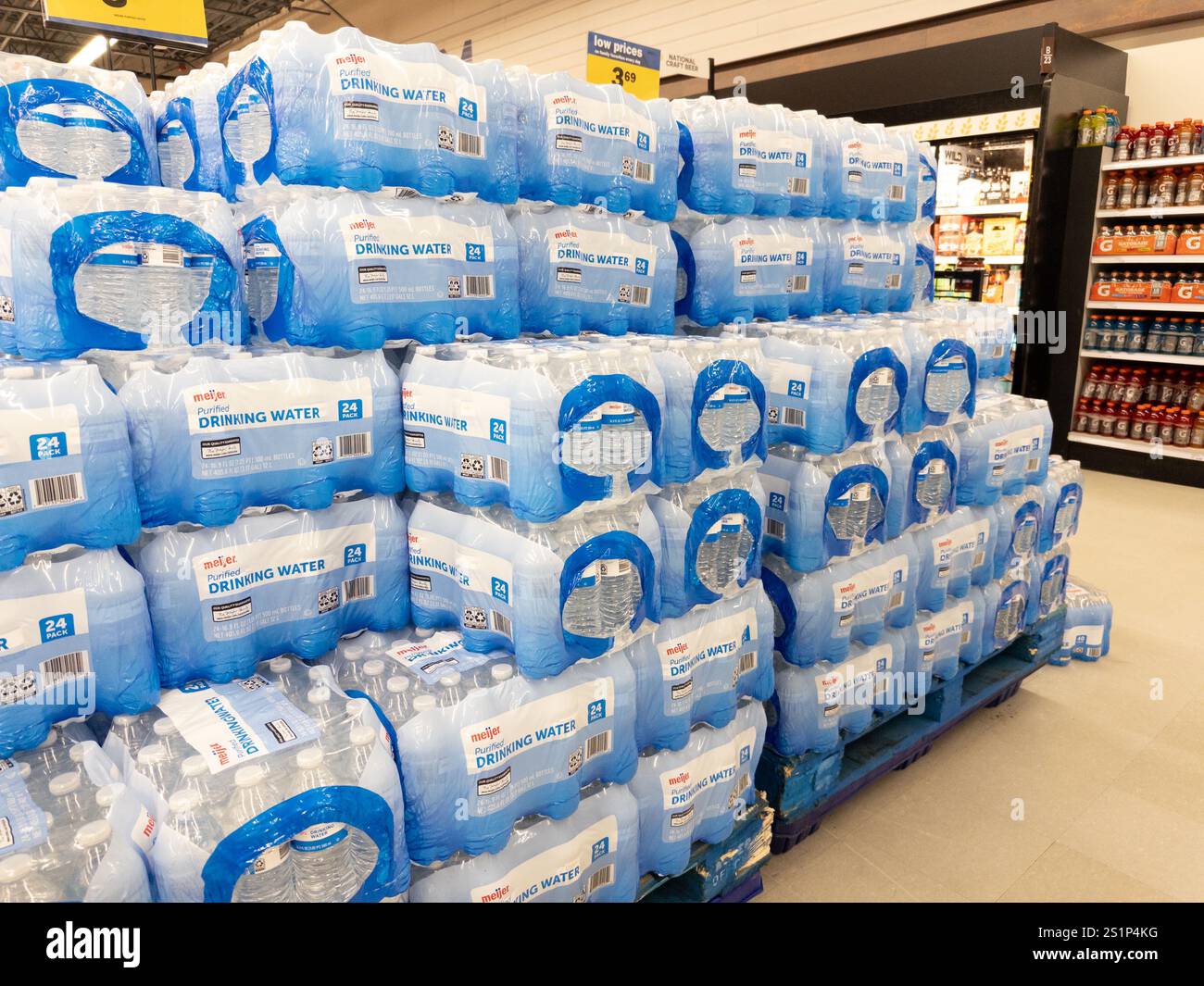 Meijer store brand bottled water at a Meijer store in Davison Michigan USA - Smartphone Captured Stock Image