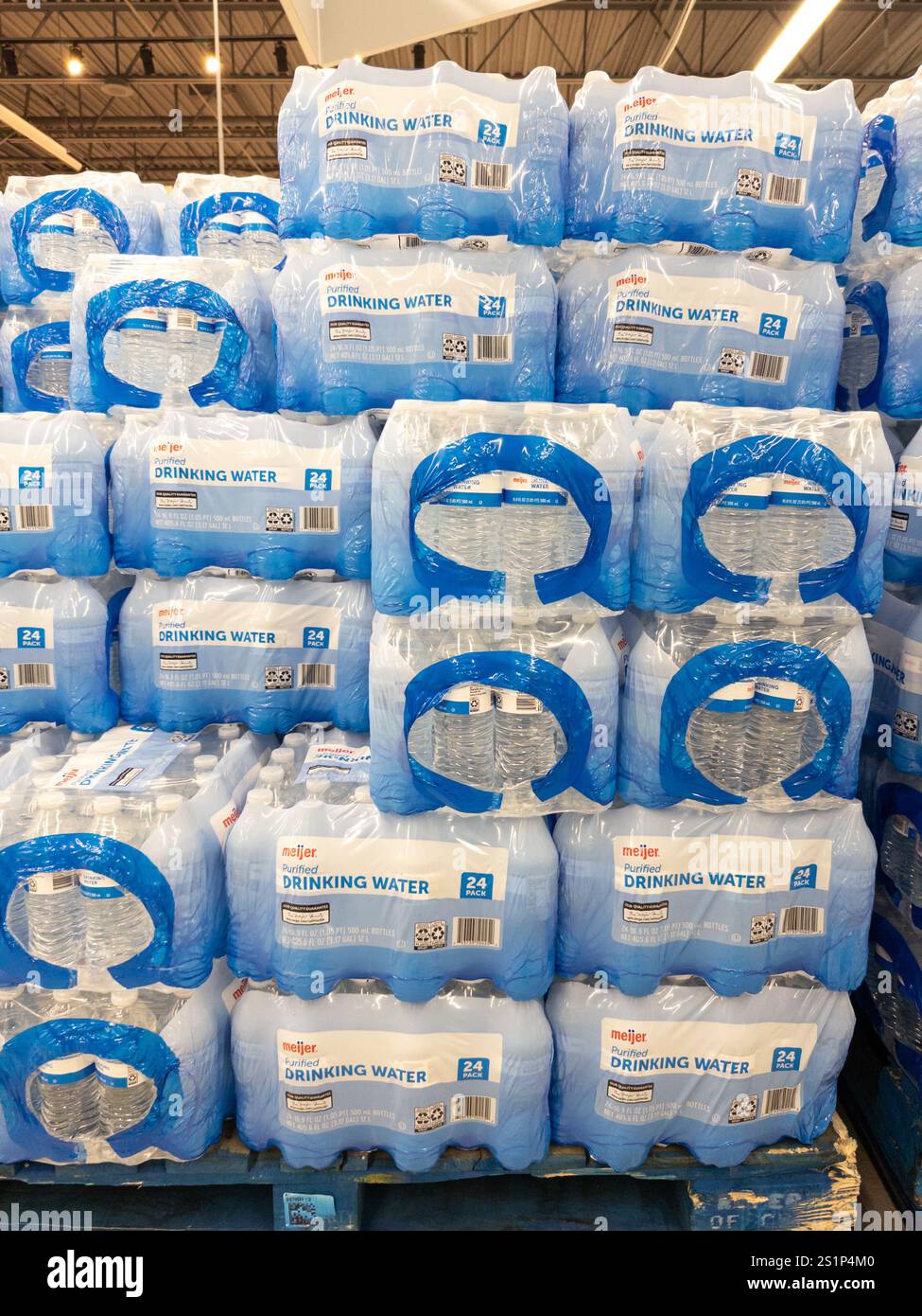 Meijer store brand bottled water at a Meijer store in Davison Michigan USA - Smartphone Captured Stock Image