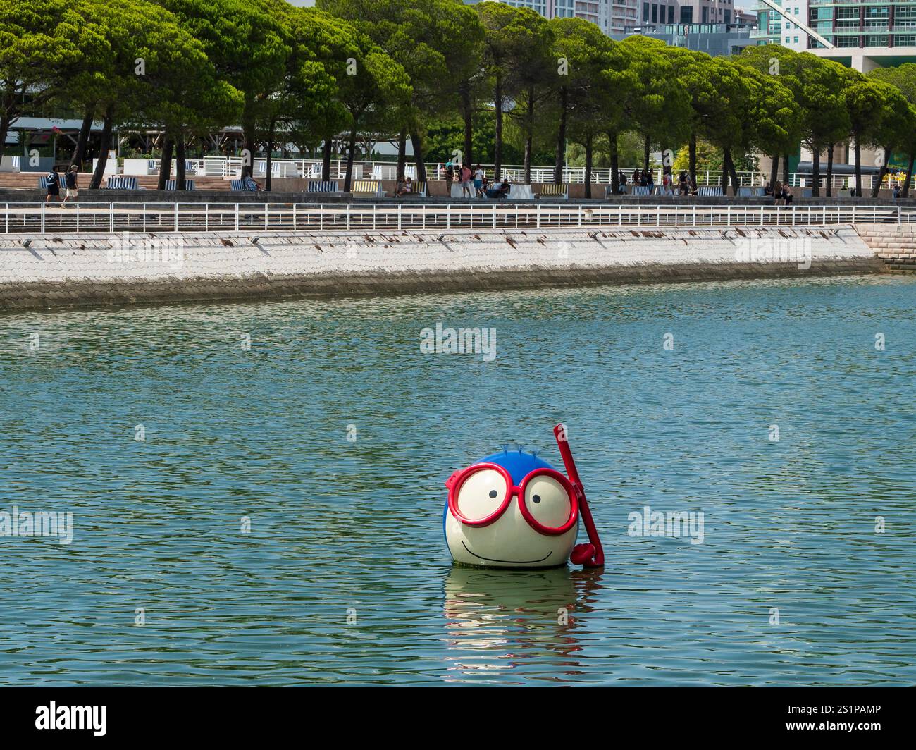 Snorkel figure, Oceanário de Lisboa, Parque das Nações neighborhood, Lisbon, Portugal. Stock Photo