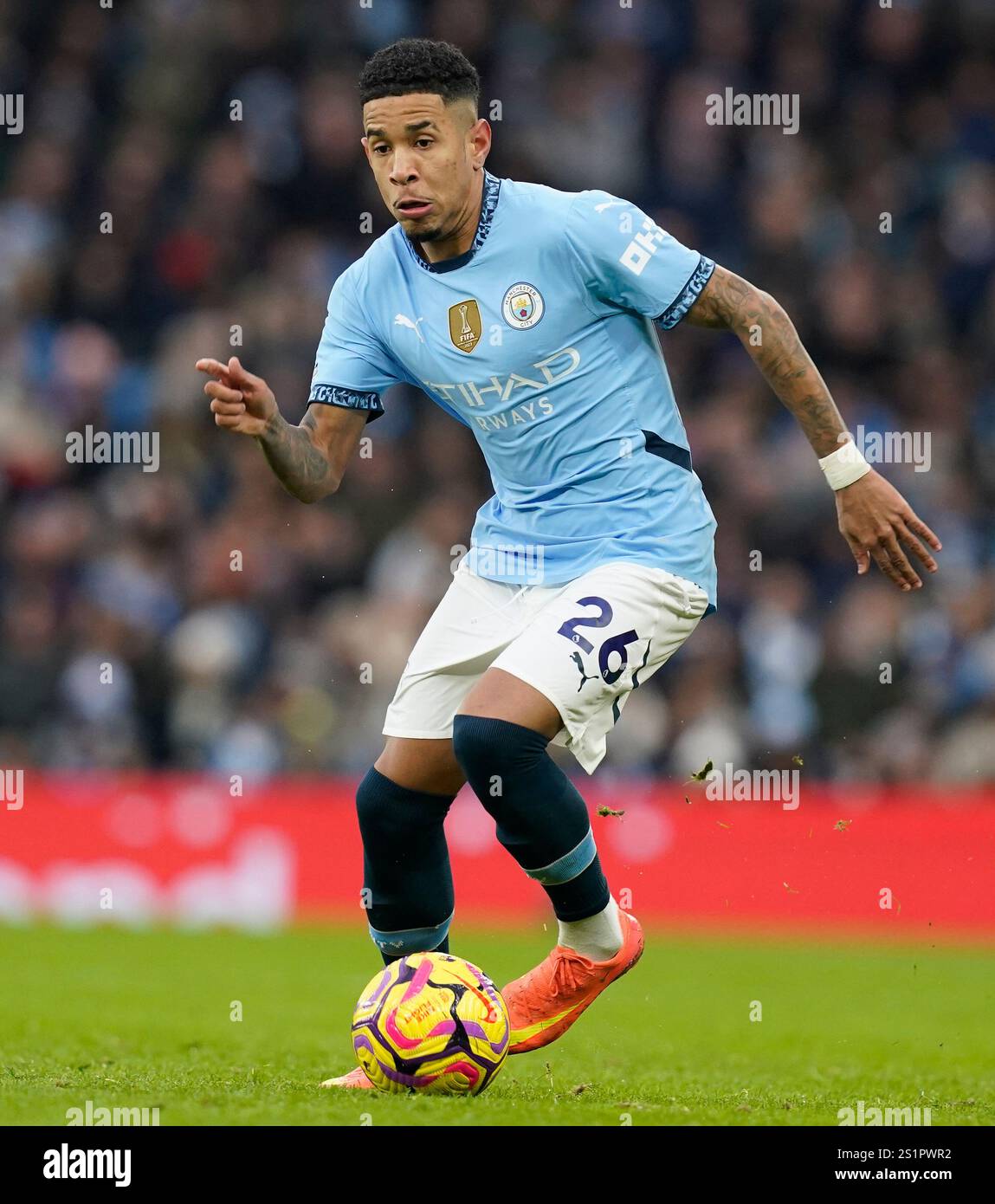 Manchester, England, 4th January 2025. S‡vio of Manchester City during