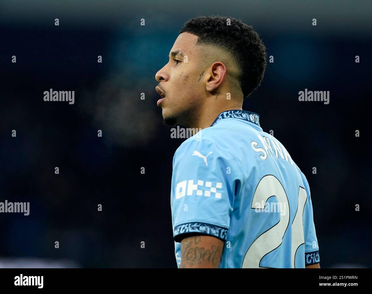 Manchester, England, 4th January 2025. S‡vio of Manchester City during