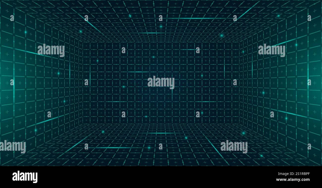 Cube Box Perspective Retro digital green wireframe cube hi-res stock photography and images ...