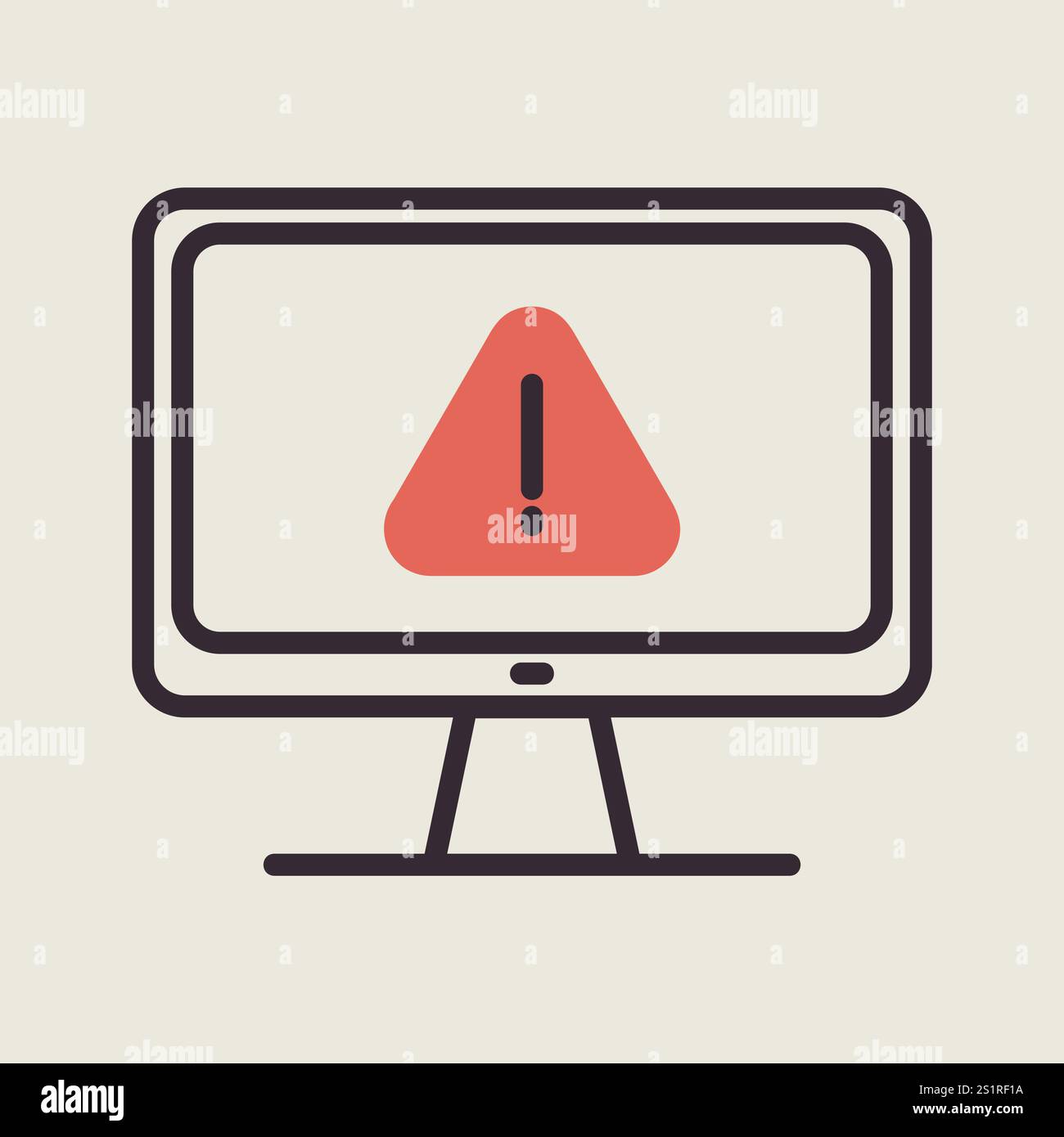 Computer warning vector icon. Simple digital system error. Security sign. Graph symbol for your web site design, logo, app, UI Stock Vector