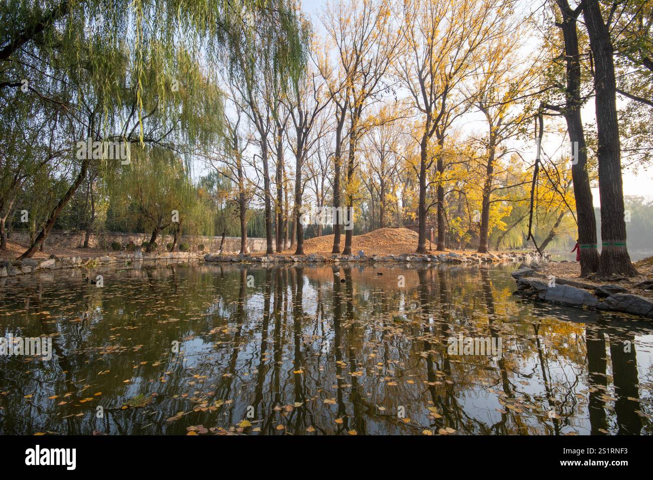Beautiful autumn view of Yuanmingyuan Park in Beijing, China. It was allegedly the most wonderous and luxurious imperial garden in Chinese history Stock Photo