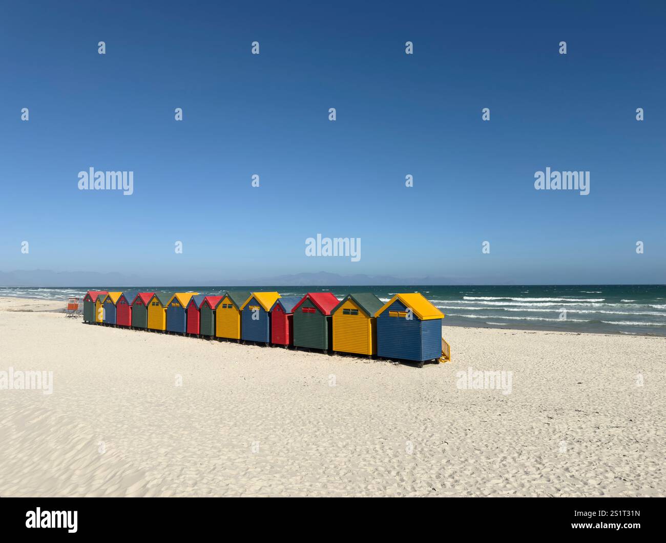 Muizenberg Cape Town South Africa.  19.12.2024.  Bathing huts on the beach in Muizenberg near Cape Town South Africa. Stock Photo