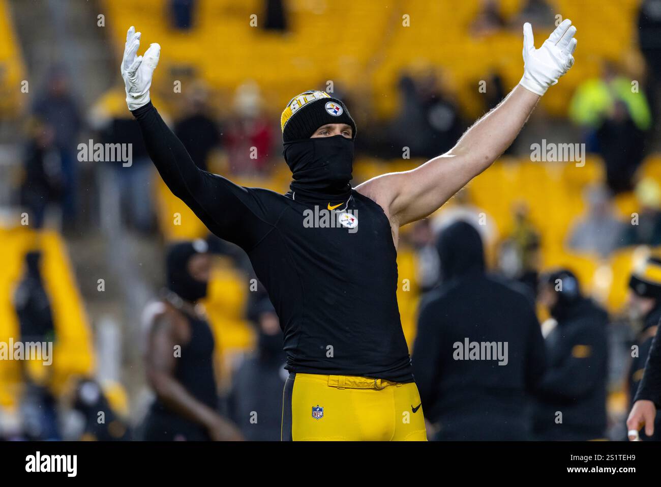 Pittsburgh Steelers linebacker T.J. Watt (90) reacts before an NFL