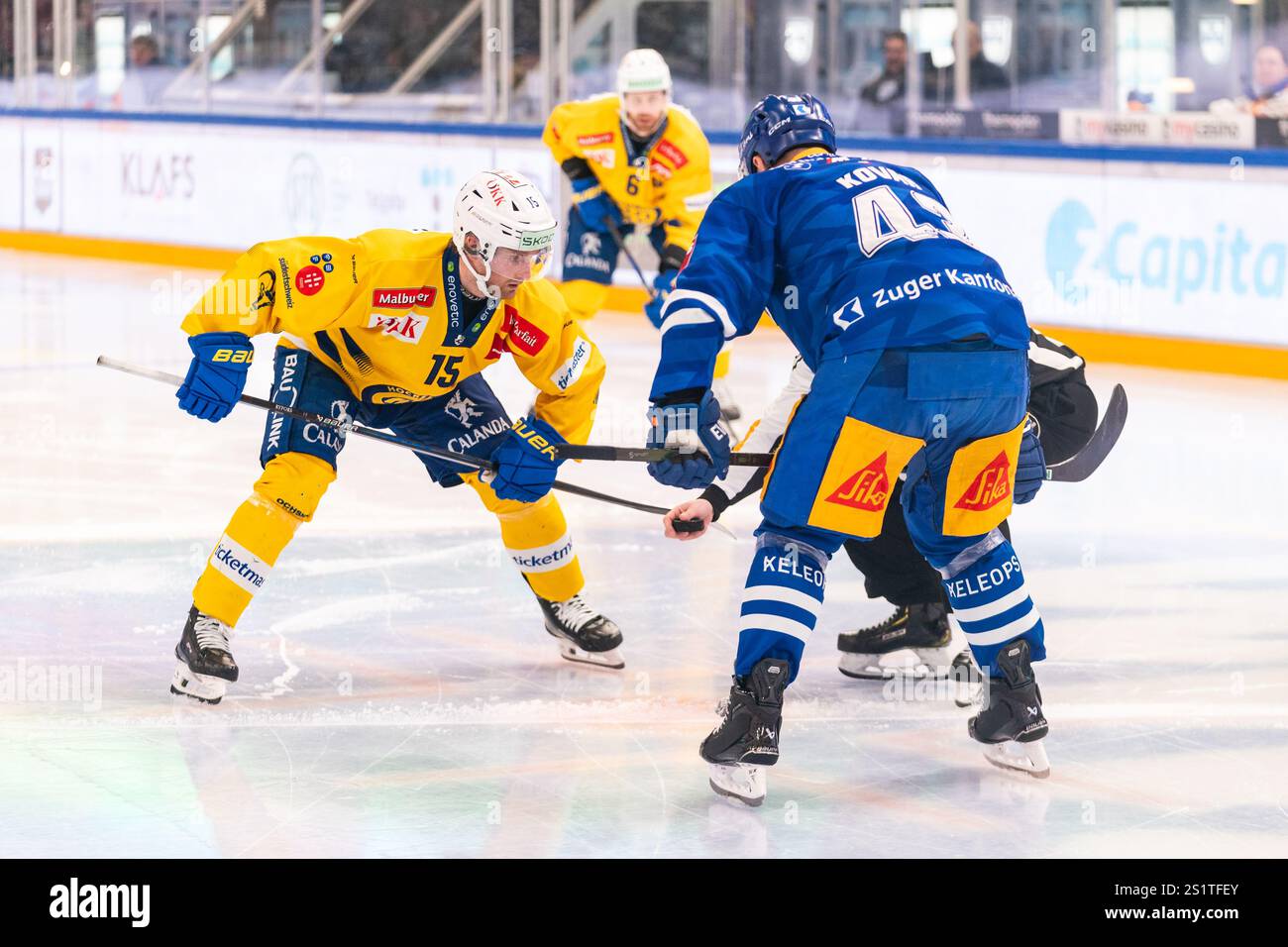 04/01/2025, Zug, BOSSARD Arena, NL EV Zug HC Davos, 15 Simon Ryfors