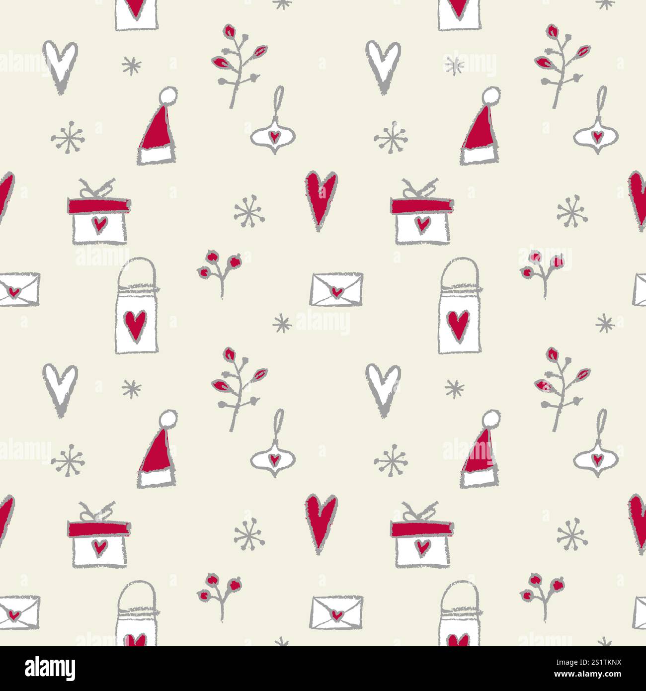 Seamless Christmas Doodles. Decorative background. Stock Vector