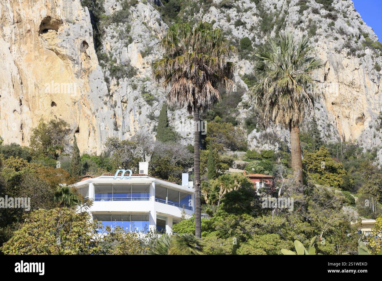 Restaurant Mirazur by chef Mauro Colagreco, recognised as the best restaurant in the world, on the border between France and Italy, Garavan, Menton, A Stock Photo