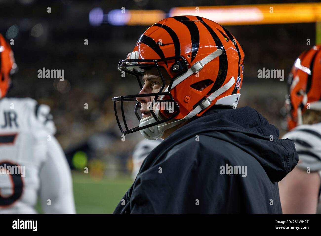 Cincinnati Bengals quarterback Joe Burrow (9) looks on during an NFL