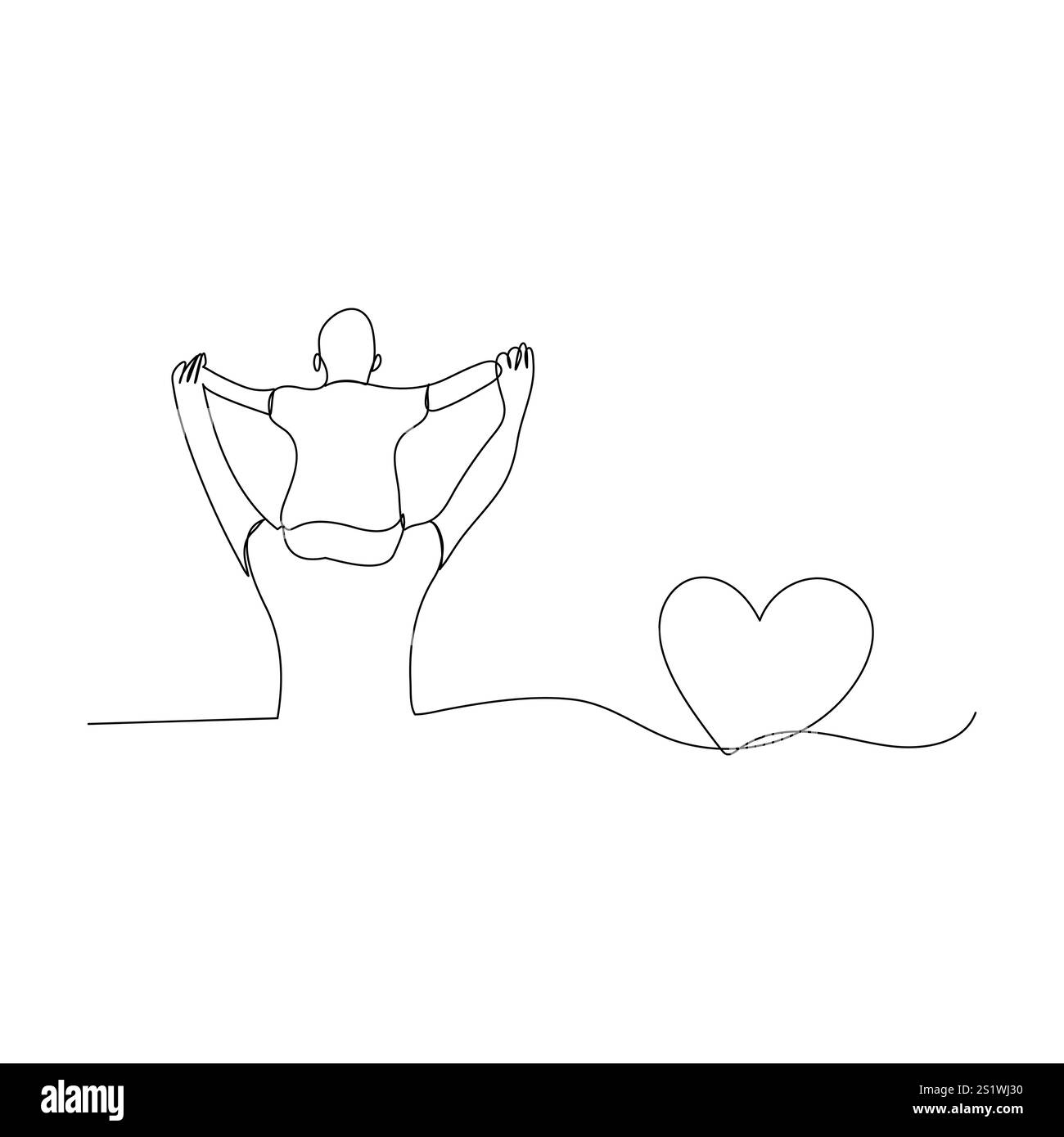 Fathers day line art style vector illustration, father and son line art ...
