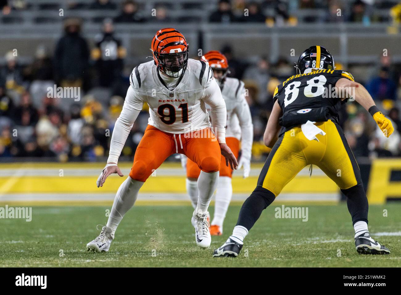 Cincinnati Bengals defensive end Trey Hendrickson (91) defends during