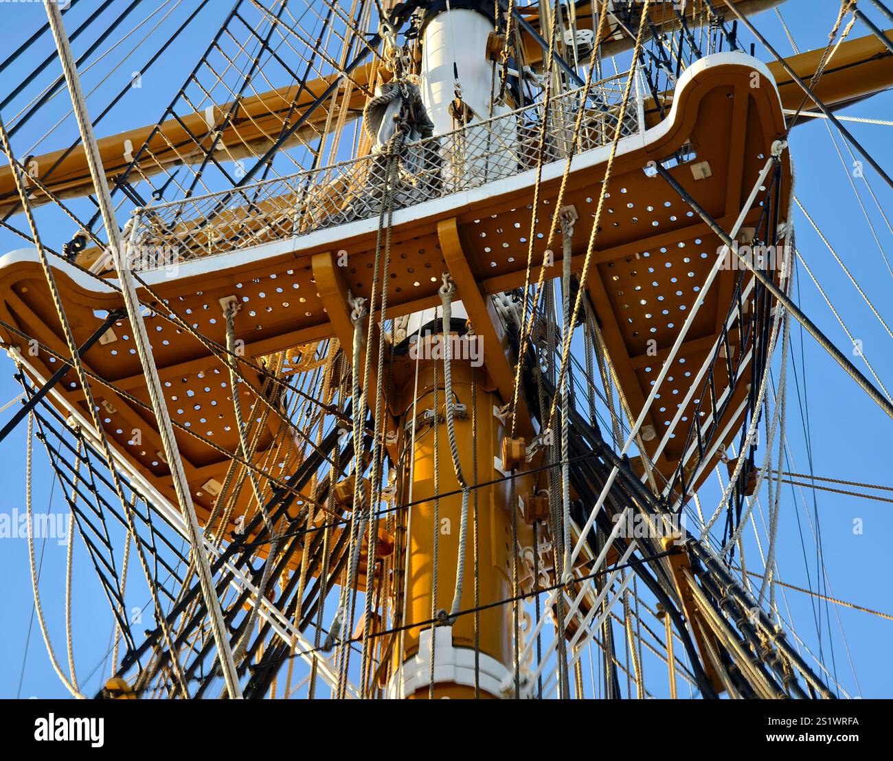 Ropes stretched across the masts of an old ship Stock Photo - Alamy