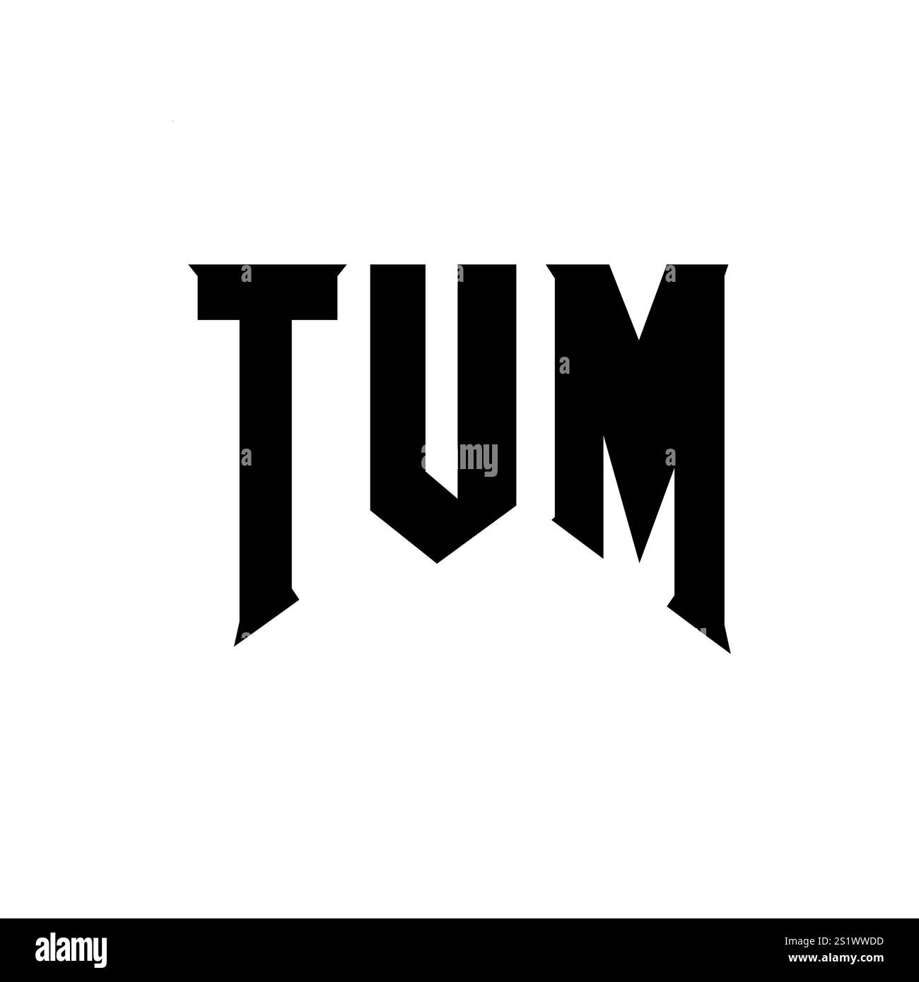 TUM letter logo design for technology company. TUM logo design black and white color combination. TUM logo, TUM vector, TUM design, TUM icon, TUM alph Stock Vector