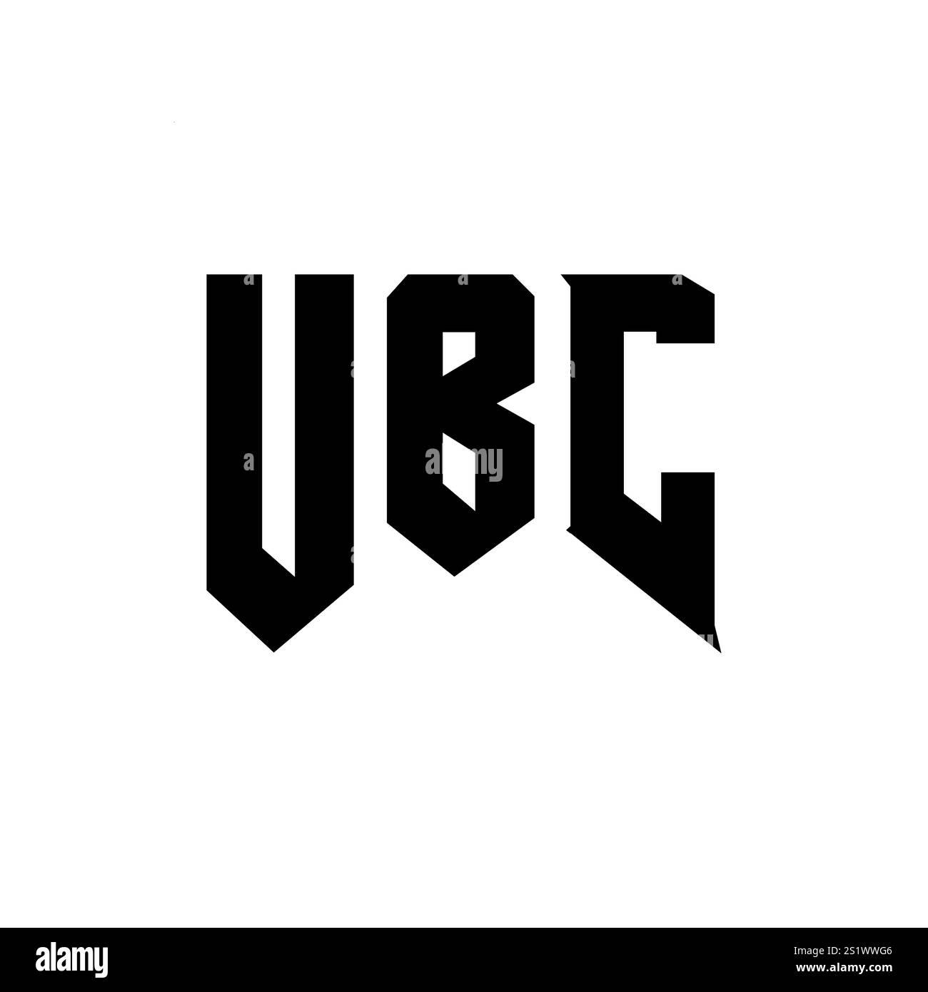 UBC letter logo design for technology company. UBC logo design black and white color combination. UBC logo, UBC vector, UBC design, UBC icon, UBC alph Stock Vector