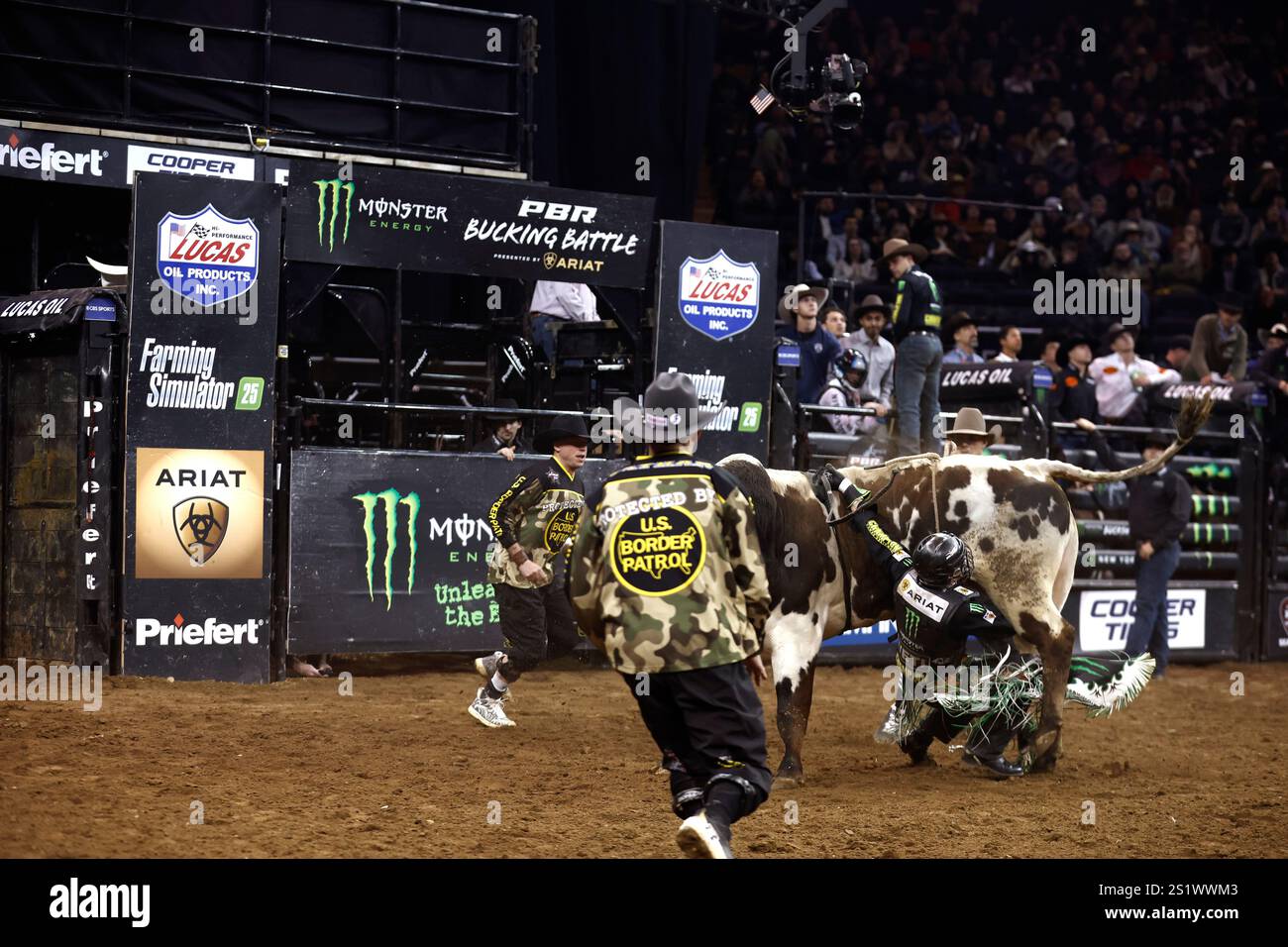 John Crimber rides during PBR's Unleash The Beast buck off competition