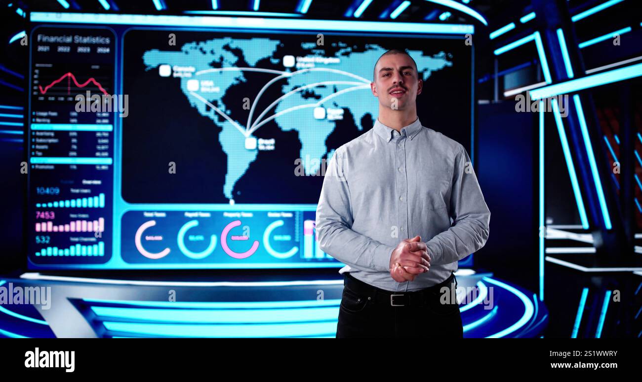 Speaker At Virtual Training Seminar. Training Conference Video Stock Photo