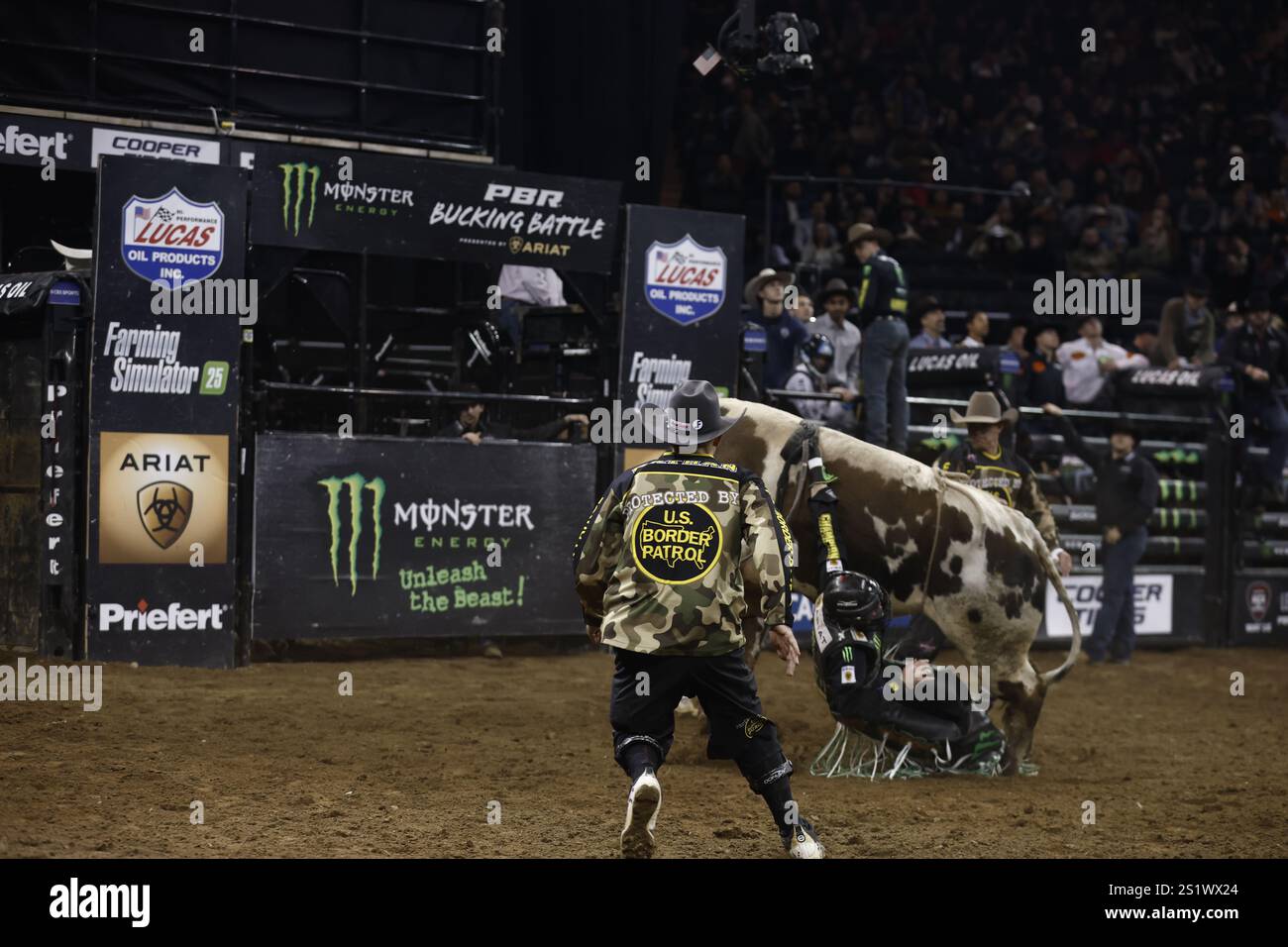 John Crimber rides during PBR's Unleash The Beast buck off competition