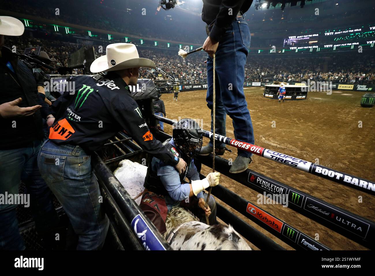 New York, USA. 04th Jan, 2025. A rider prepares during PBR's Unleash ...