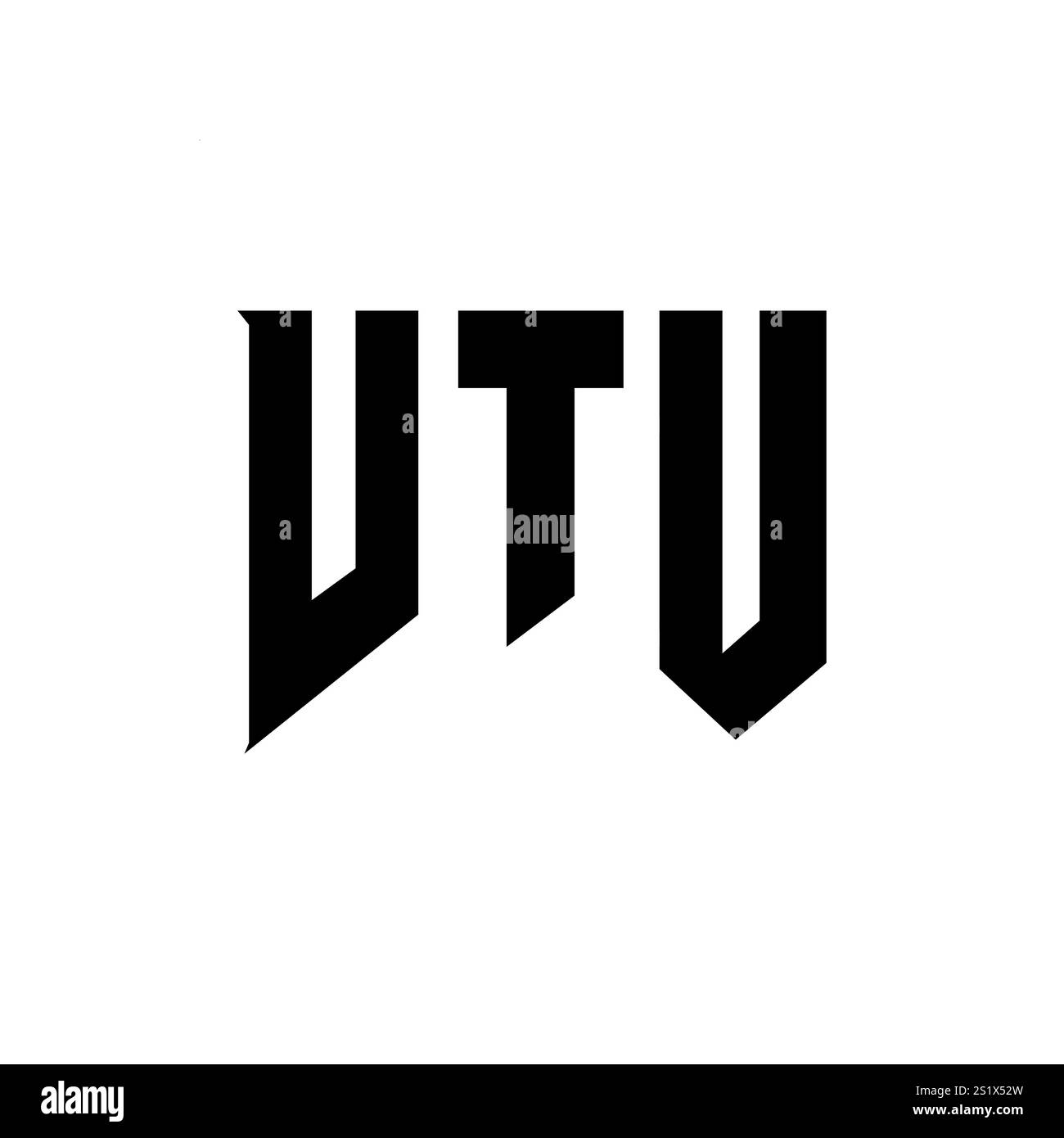 VTU letter logo design for technology company. VTU logo design black and white color combination. VTU logo, VTU vector, VTU design, VTU icon, VTU alph Stock Vector