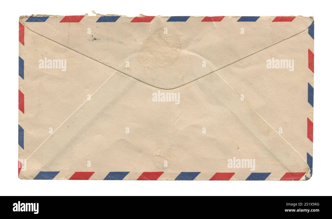 front view closeup of blank brown old aged open letter paper envelope ...