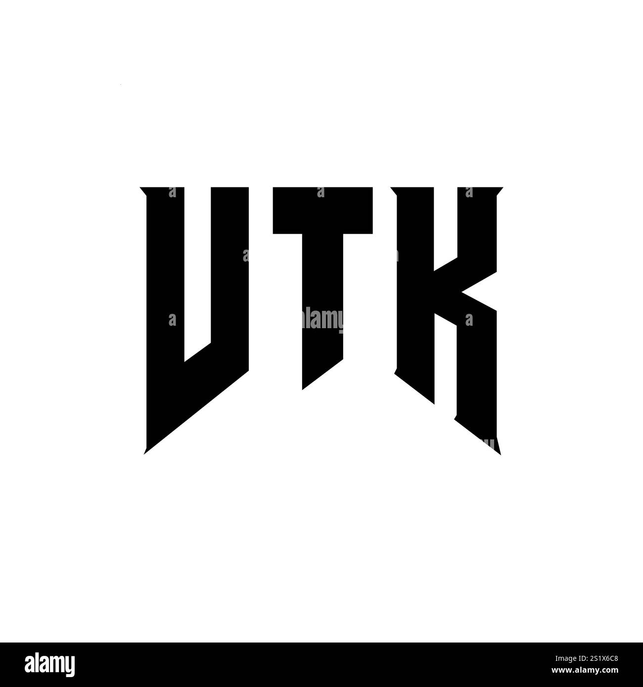 VTK letter logo design for technology company. VTK logo design black and white color combination. VTK logo, VTK vector, VTK design, VTK icon, VTK alph Stock Vector