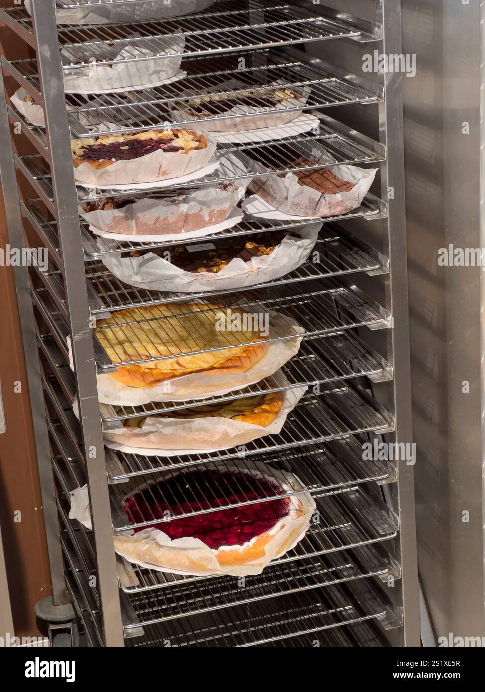 Stainless steel professional oven cooling rack is full of delicious ...