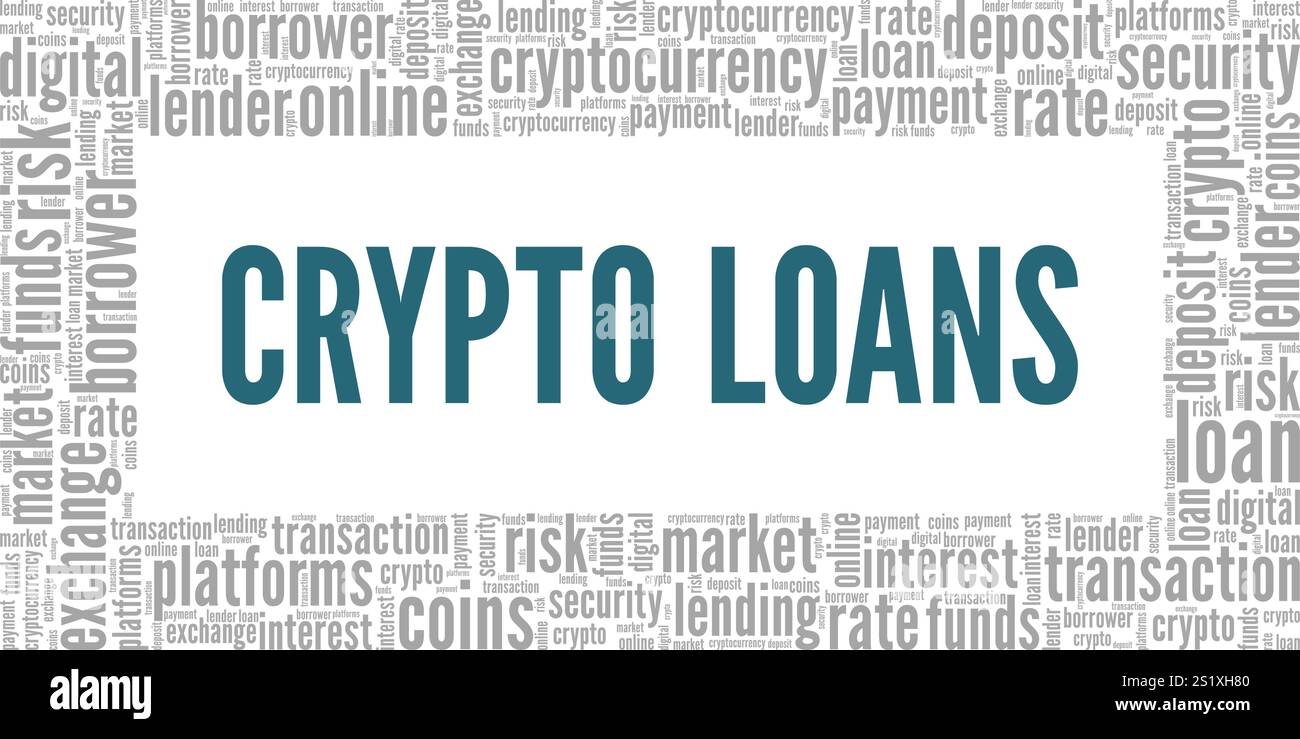 Crypto Loans word cloud conceptual design isolated on white background. Stock Vector