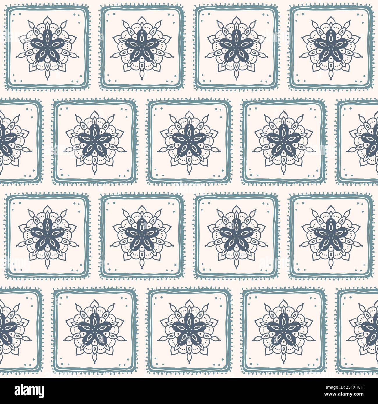 Backsplash mandala seamless pattern with abstract ornament. Vector hand drawn flat illustration. Stock Vector