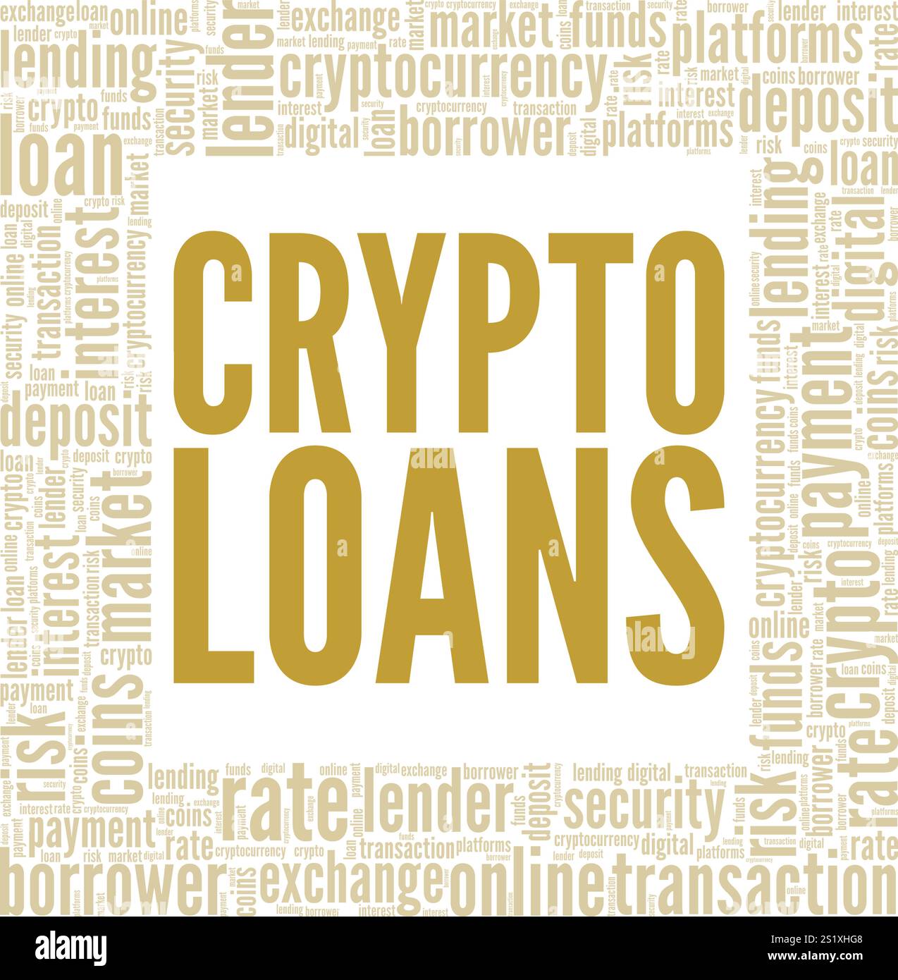 Crypto Loans word cloud conceptual design isolated on white background. Stock Vector