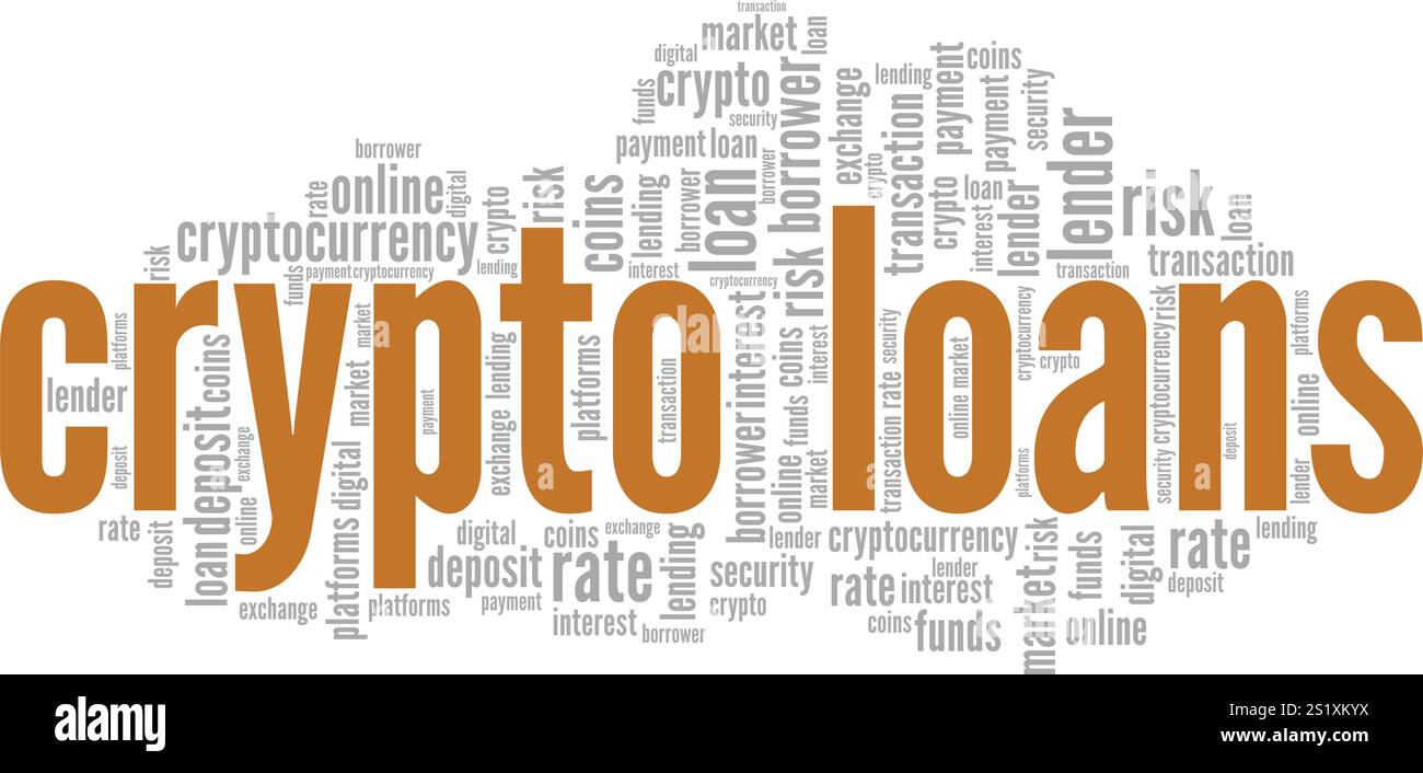 Crypto Loans word cloud conceptual design isolated on white background. Stock Vector
