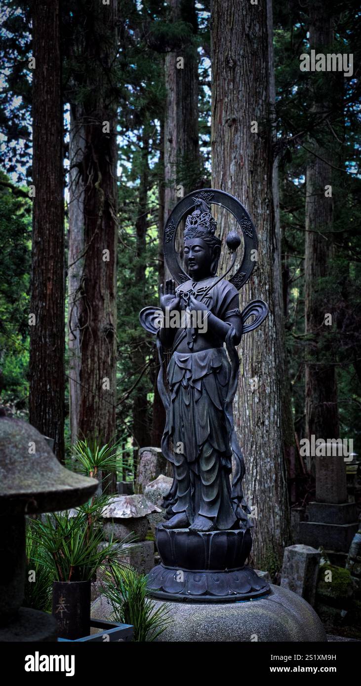 Graves and statues in Okunoin Koyasan - Smartphone Captured Stock Image