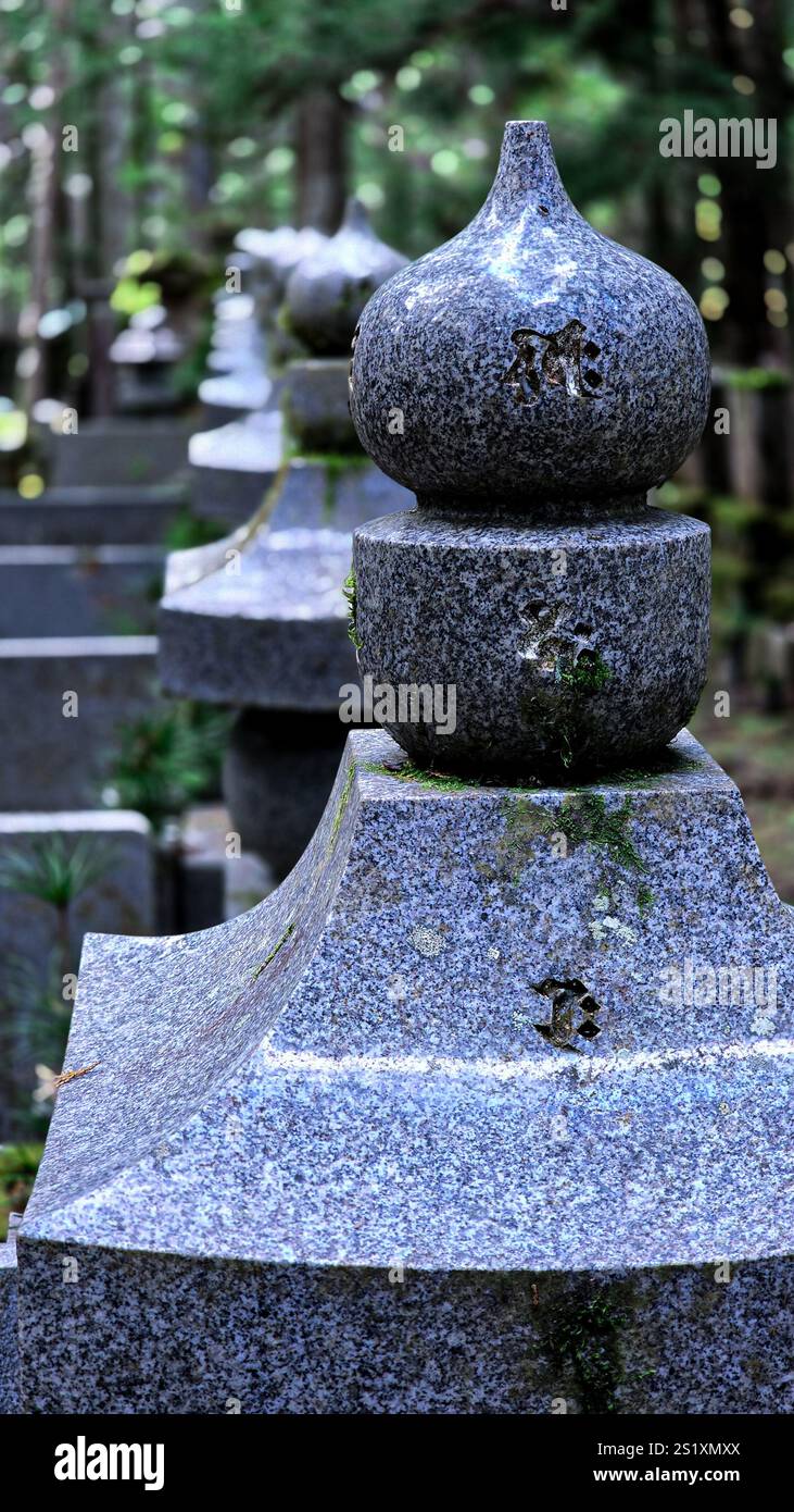 Graves and statues in Okunoin Koyasan - Smartphone Captured Stock Image