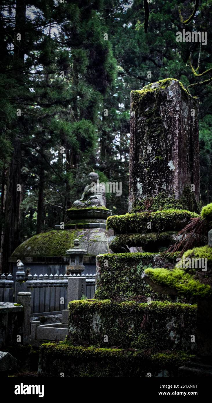Graves and statues in Okunoin Koyasan - Smartphone Captured Stock Image