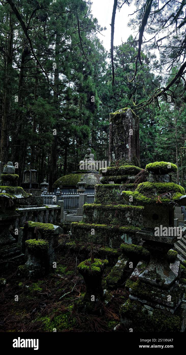 Graves and statues in Okunoin Koyasan - Smartphone Captured Stock Image