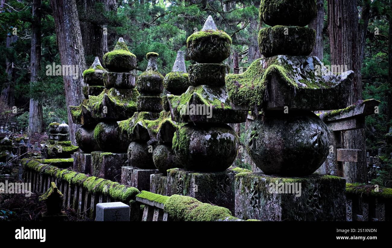 Graves and statues in Okunoin Koyasan - Smartphone Captured Stock Image
