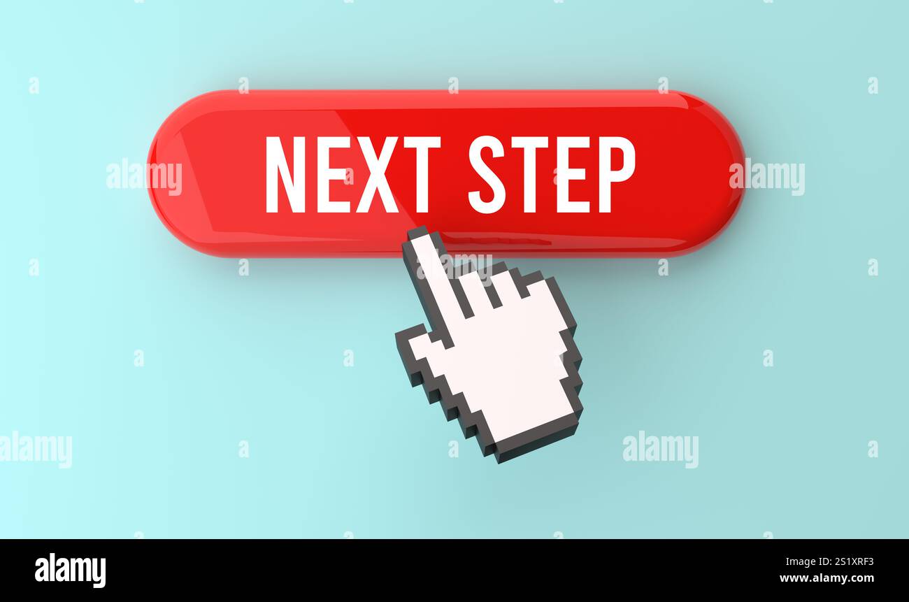Next step text on web button, pixel clickable interface, web banner ...