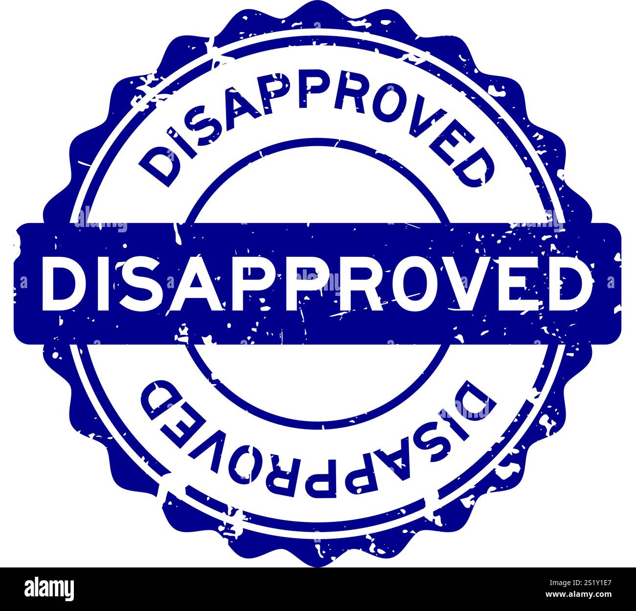 Grunge blue disapproved word round rubber seal stamp on white ...