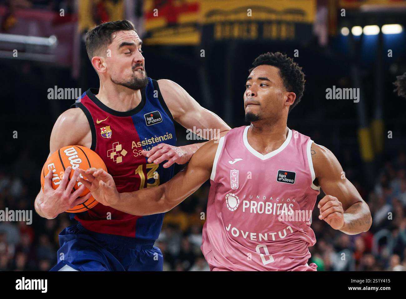 Devon Durrell Dotson of Joventut Badalona and Tomas Satoransky of FC ...