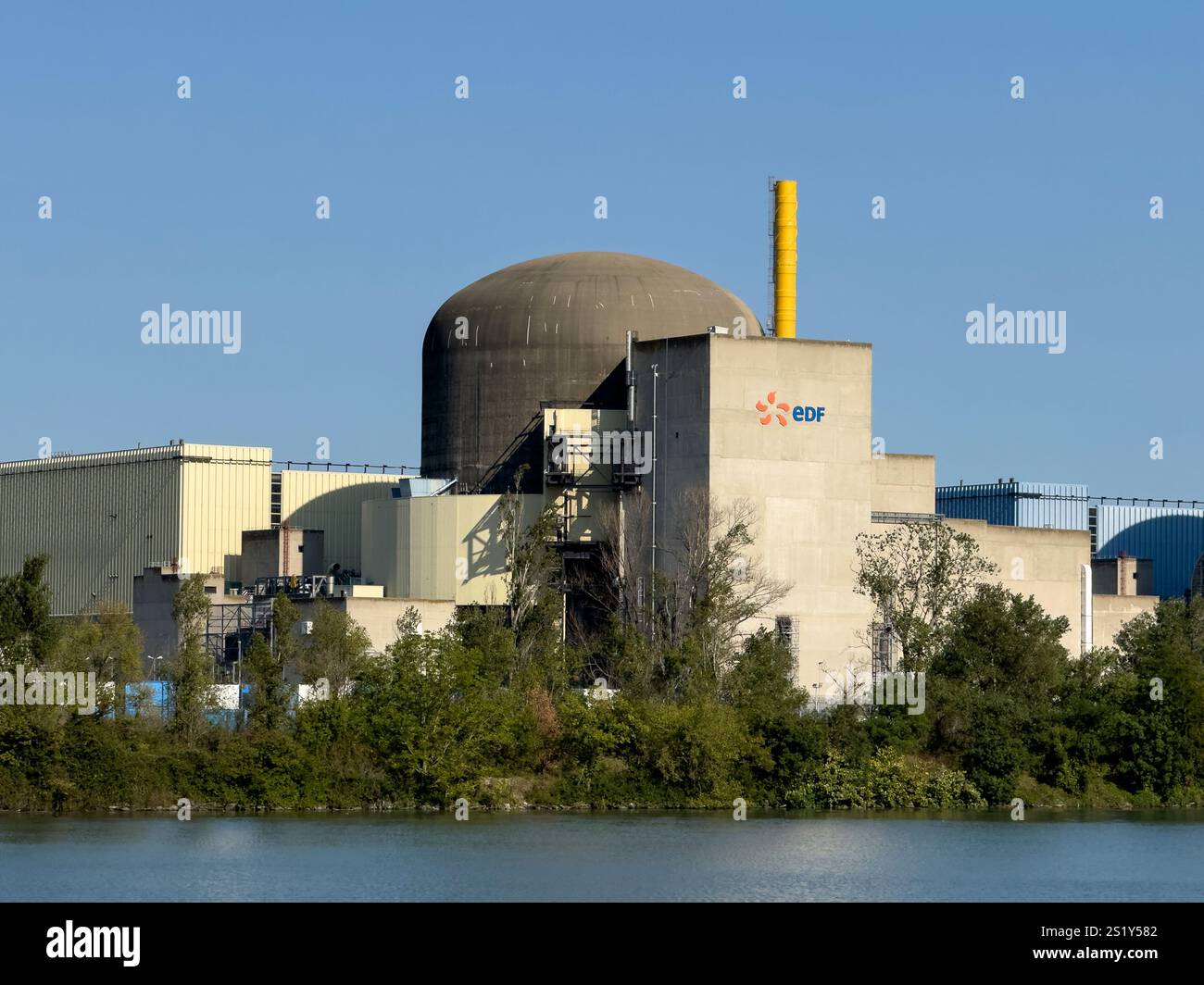 EDF Rhone River Nuclear power plant in Saint-Maurice-l'Exil, France - Smartphone Captured Stock Image