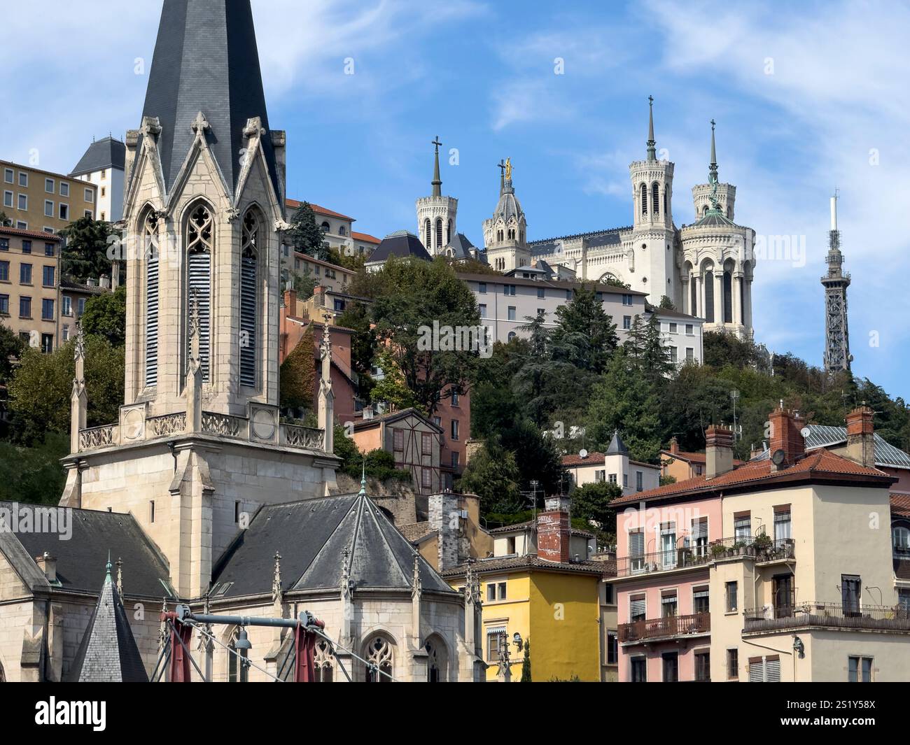 Saint George Church of Lyon, river Saone, Lyon, France. - Smartphone Captured Stock Image