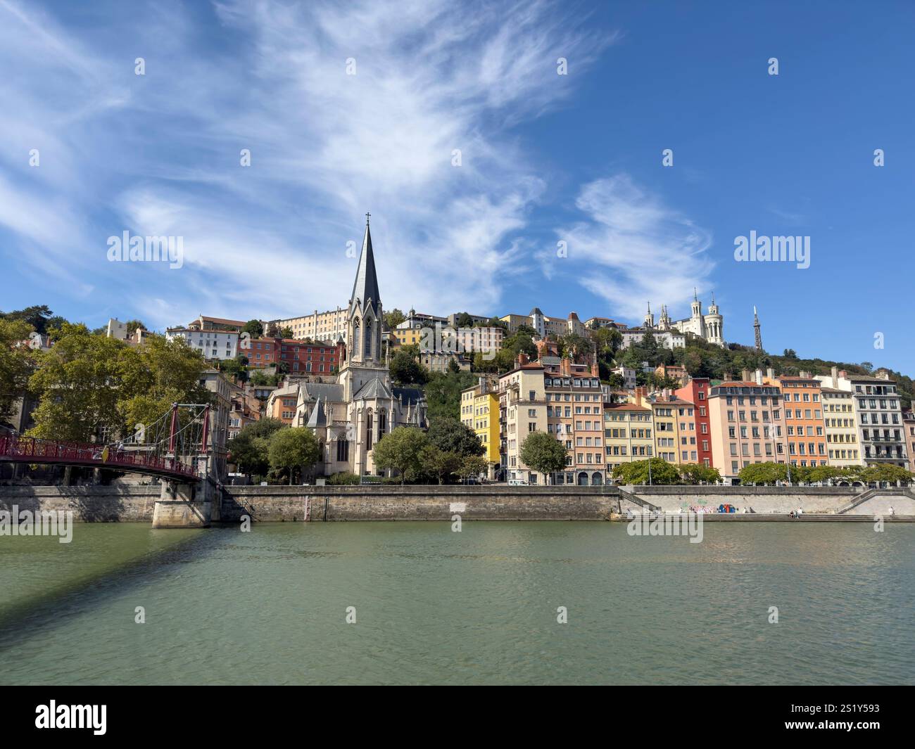 Saint George Church of Lyon, river Saone, Lyon, France. - Smartphone Captured Stock Image