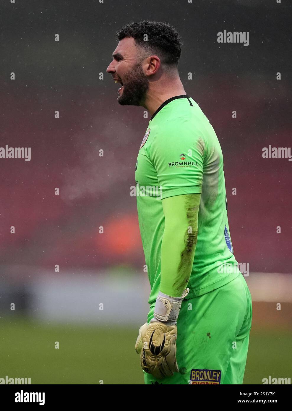 Bromley goalkeeper Grant Smith during the Sky Bet League Two match at the Mornflake Stadium, Crewe. Picture date: Sunday January 5, 2025. Stock Photo