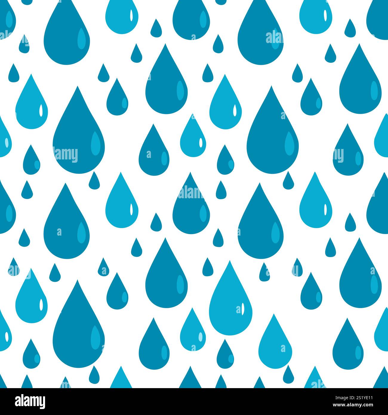 Rainy seamless pattern. Blue raindrops on white background. Vector decoration Stock Vector