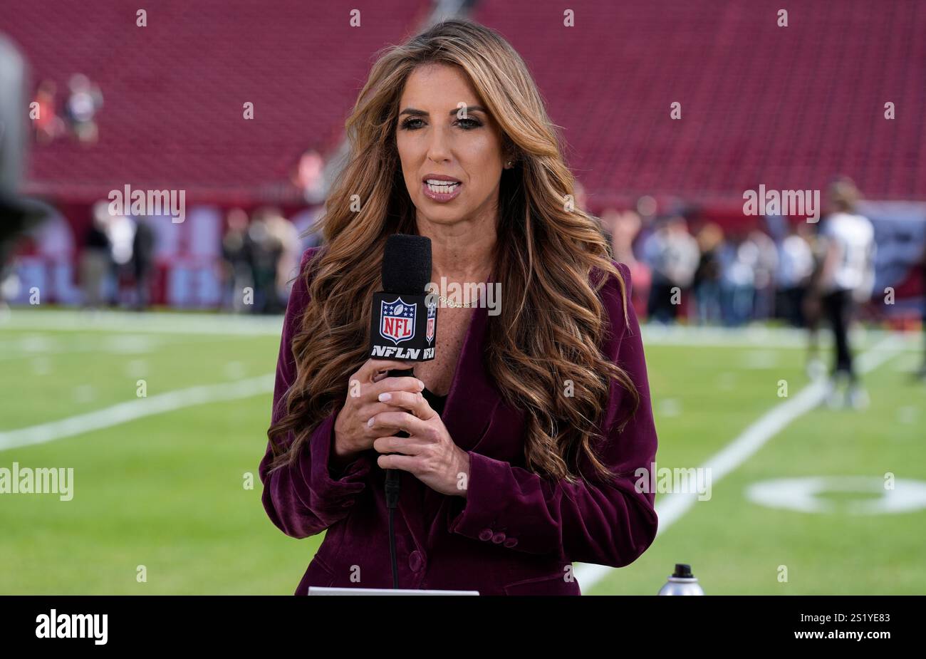 NFL Network reporter Sara Walsh before an NFL football game between the ...
