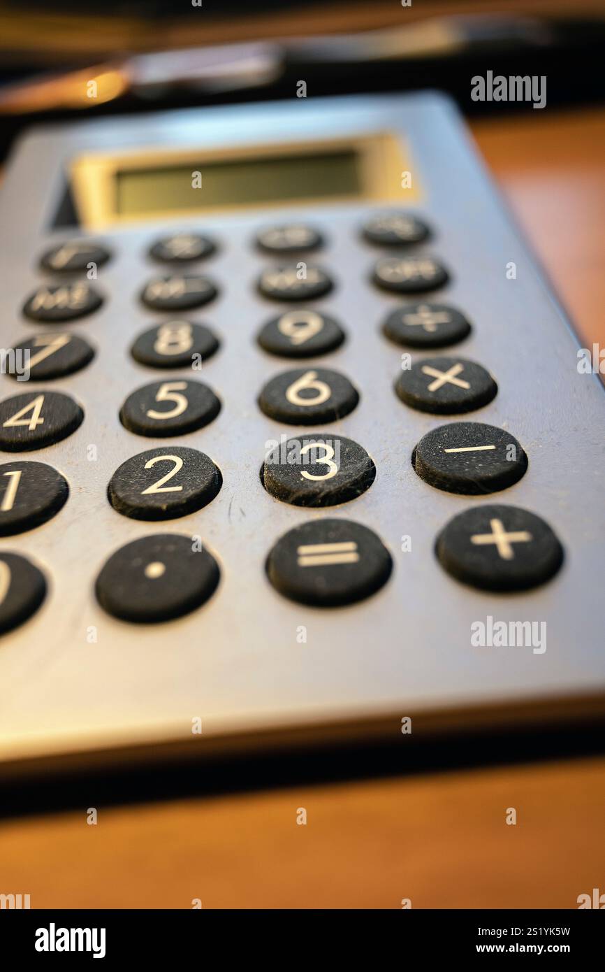 Old calculator close up Stock Photo